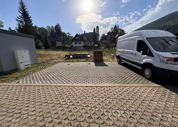 Luxusní apartmán GRAND v centru Harrachova se saunou, wallboxem EV,velkým balkonem a výhledem na můstky